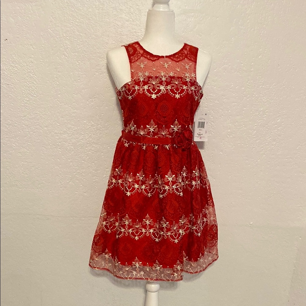 Bonnie Jean Red and White Formal Kids Dress